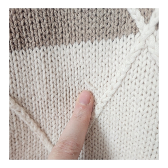 Vintage Milano Heavyweight Colorblocked Neutral Turtleneck Pullover Sweater - Picture 7 of 8